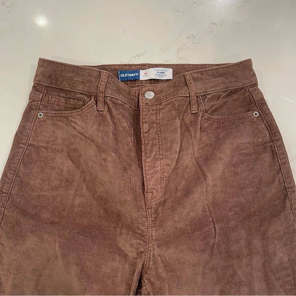 WORN ONCE! Old Navy Woman’s Higher High-Rise Flare Brown Corduroy Pants - Picture 6 of 15